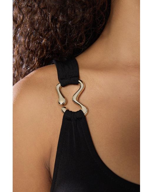 Trendyol Blue Schwarzes, Figurbetontes Accessoire, Detailliertes, Gestricktes Nachtkleid Für Damen