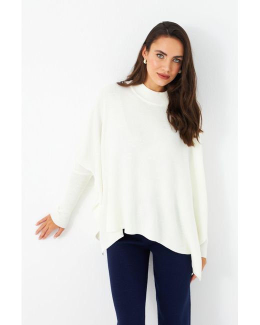 Cool & Modest White Ecrufarbene Strickbluse Mit Schlitz Für Damen