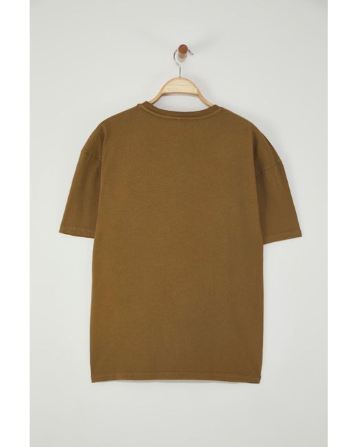 Trendyol Senffarbenes Oversize/Wide Cut T-Shirt Mit Space-Print Aus 100 Baumwolle Mit Vintage-/Faded-Effekt Für Herren in Green für Herren