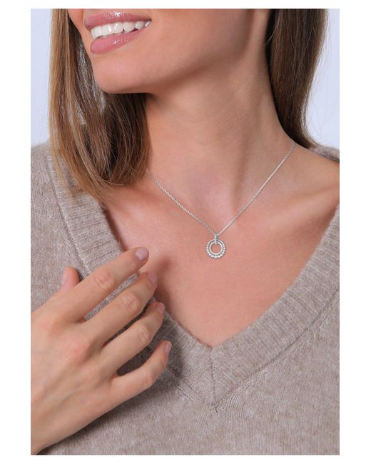 Elli Jewelry White Halskette Anhänger Kreis Ringe Elegant Kugel Silberfarbend Mit Kristallen Für Damen