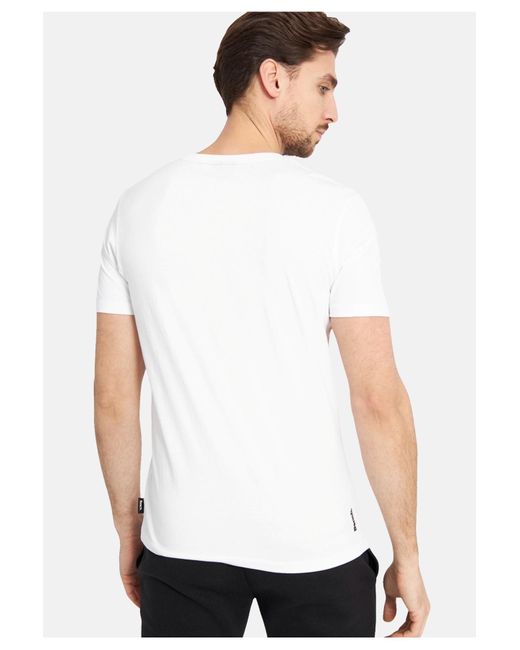 Bench Shirt unifarbenes kurzarm t-shirt leandro mit rundhalsausschnitt markenprint in White für Herren
