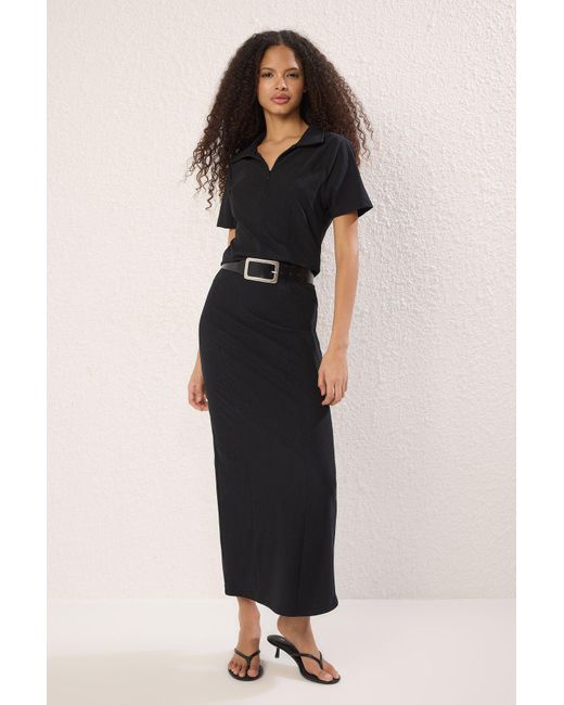 Trendyol Black Schwarze Strickbluse Mit Reißverschluss – Körperbetont, Für Damen