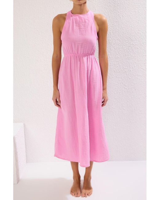 Trendyol Pink Maxi-Strandkleid Mit Gewebtem Ausschnitt/Fenster Für Damen