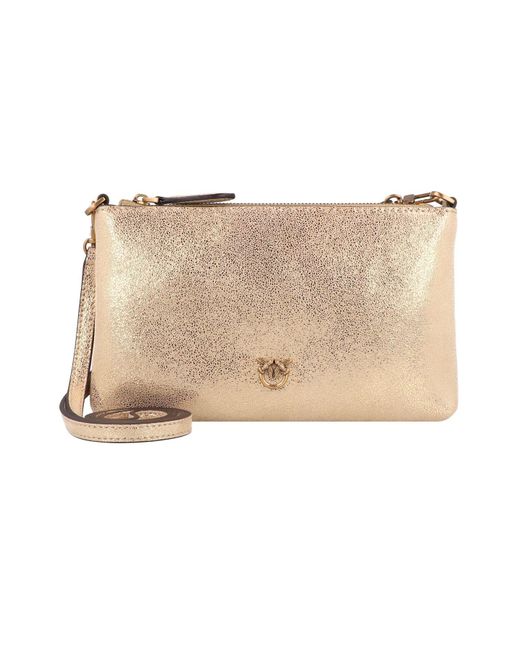 Pinko Natural Flat Horizontal Umhängetasche Leder 20 Cm Für Damen