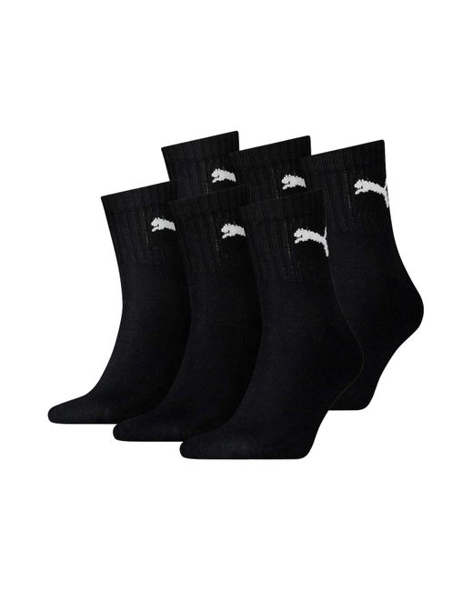 PUMA Black Unisex sportsocken, 6 paar short crew socks, tennissocken, einfarbig - 35-38