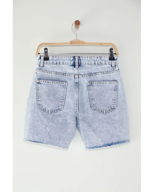 Trendyol Blue Hellblaue City Boy Denim-Shorts Mit Beinausschnitten Für Damen