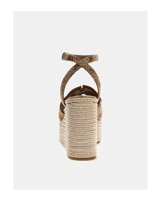 Guess White Beigefarbene Sandalen Mit Keilabsatz Für Damen