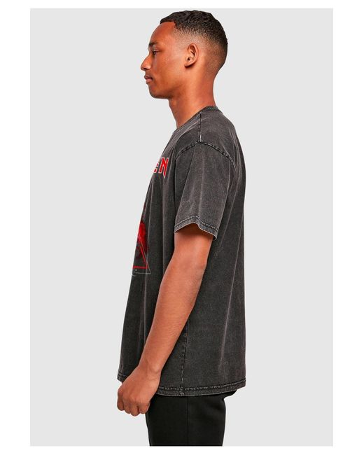 Merchcode Powerslave Mummy Triangle Acid Washed Oversize-T-Shirt Für Herren in Black für Herren