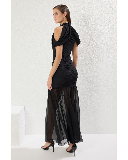 Trendyol Black Gefüttertes, Gestricktes, Stilvolles Abendkleid Aus Tüll Für Die Nacht, Abschlusskleid Für Damen
