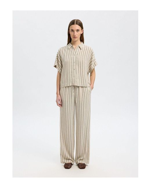 SELECTED Natural Crop-Bluse Streifen Für Damen