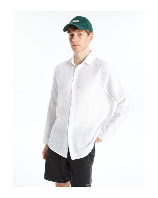 LC Waikiki Langärmliges Hemd Mit Normaler Passform Für Herren in White für Herren