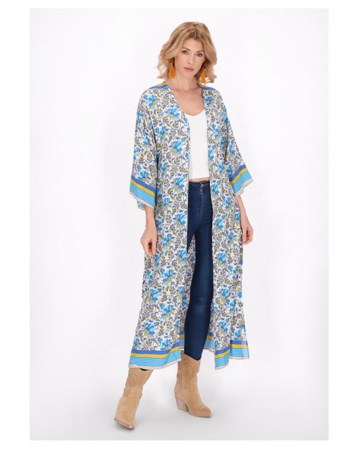 Usha Blue Kimono Für Damen
