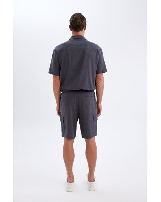 Defacto Relax Fit Baumwolle Tasche Basic Plain Bermuda Shorts C7672Ax24Sm Für Herren in Blue für Herren