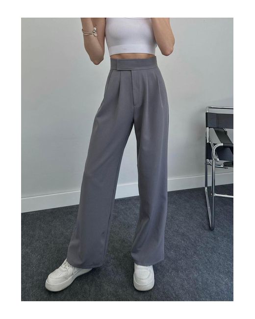 My Blog Gray Anthrazitfarbene Redkit Palazzo-Hose Mit Klettverschluss Für Damen