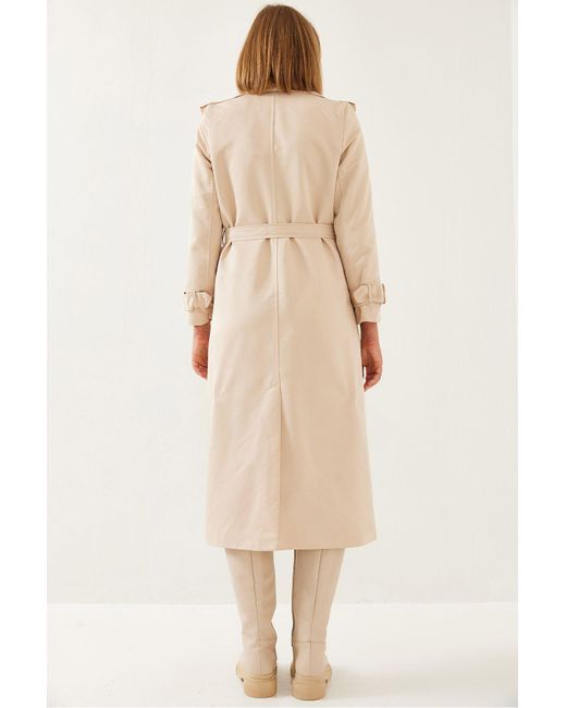 Bianco Lucci Natural Garni Windjacke Detail Clamshell Trenchcoat 2488 Für Damen