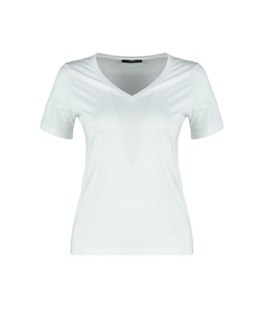 Trendyol White Weißes Gestricktes T-Shirt Aus 100 Baumwolle Mit V-Ausschnitt – Für Damen