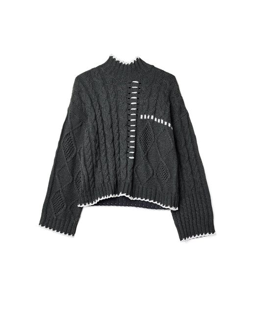 NA-KD Black Pullover mit zopfmuster und stichdetail