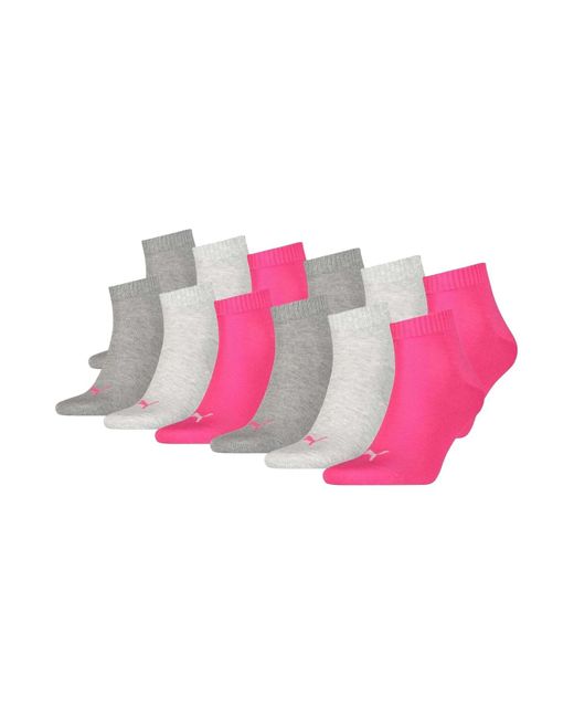 PUMA Pink Unisex quarter-socken, 12er pack sneaker, ecom, logo, uni - 35-38