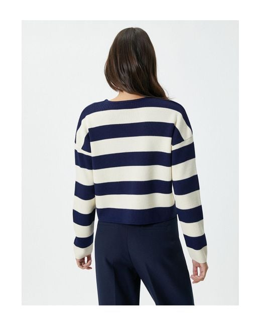 Koton Blue Schulterfreier Cardigan Mit Knöpfen Und Rundhalsausschnitt Aus Acryl Für Damen