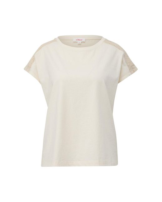 S.oliver White T-shirt mit häkelspitzen-einsatz