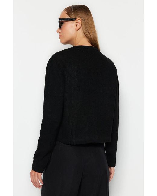 Trendyol Black Strick-Cardigan – Jacken-Look, Basic-Modell Für Damen