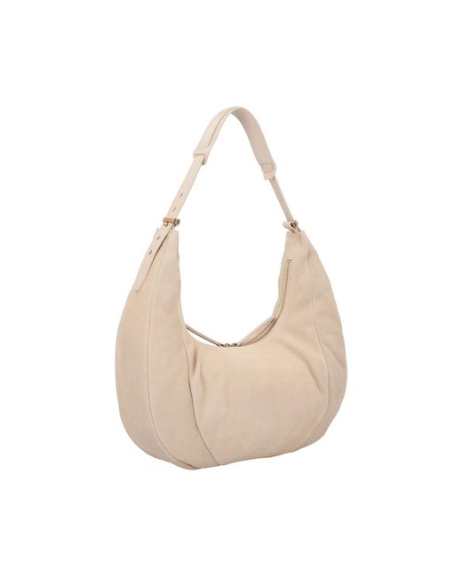 Pinko White Slouchy Schultertasche Leder 40 Cm Für Damen