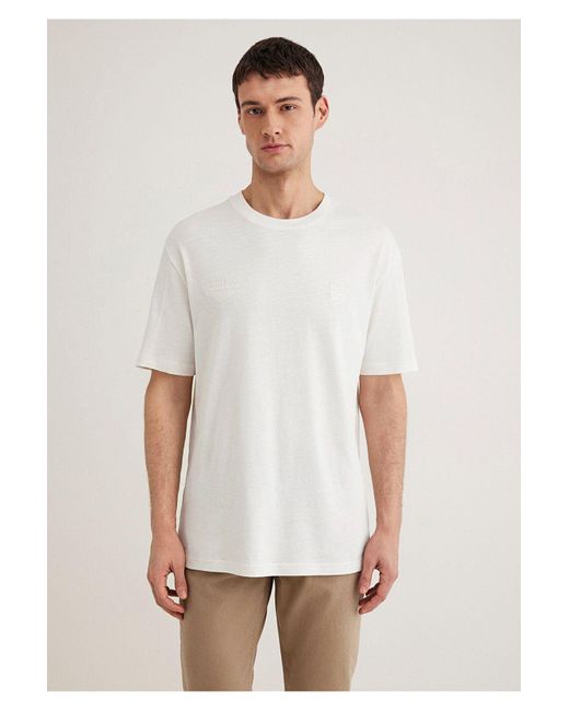Mavi Weißes T-Shirt – Tief Ausgeschnitten Lockere, Entspannte Passform -70057 Für Herren in White für Herren