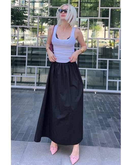 Madmext Blue Schwarzer Basic Midi-Schlitzrock Modell Für Damen