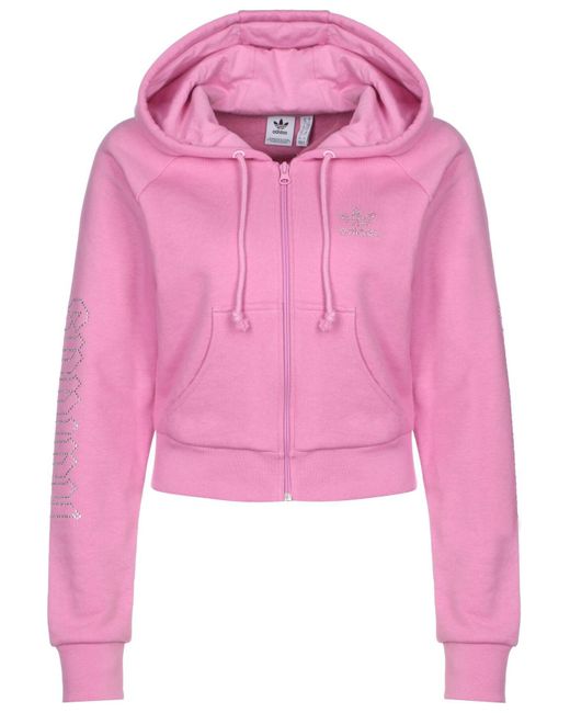 Adidas Pink Cropped hooded zipper