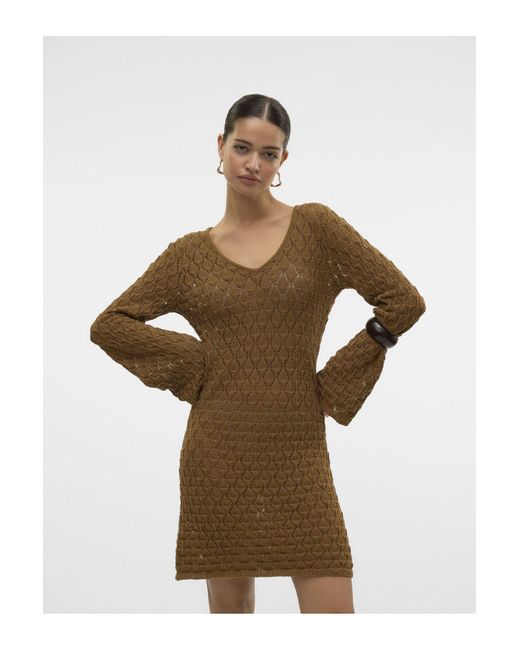 Vero Moda Brown Strickkleid Vmrani Kurzes Kleid Für Damen