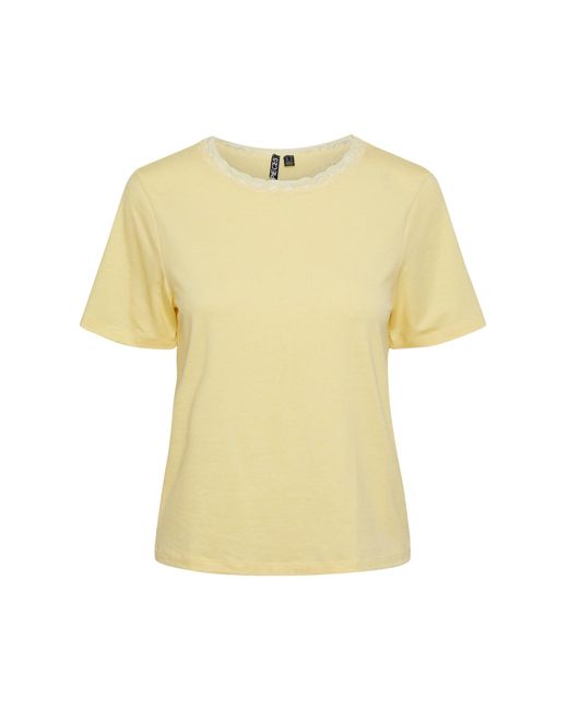 Pieces Yellow Pcmalene ss lace tee bc