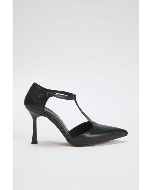 Trendyol Black Stiletto-Schuhe Mit Schwarzem T-Riemen Und Spitzer Zehenpartie Und Dünnem Absatz Für Damen