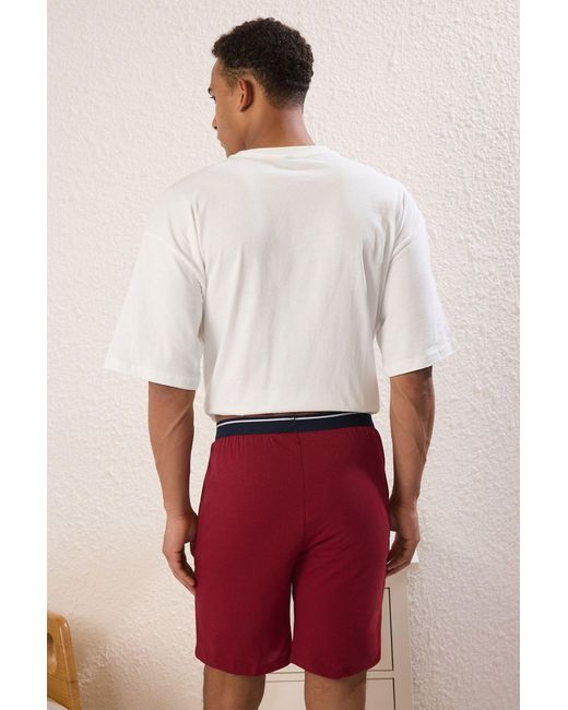 Trendyol Marineblau-Burgunderfarbene 2-Teilige Strickshorts Mit Normaler Passform Für Herren in Red für Herren