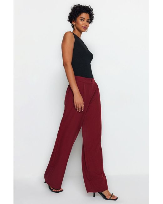 Trendyol Red Weinrote Gewebte Hose Mit Weitem Bein – Für Damen