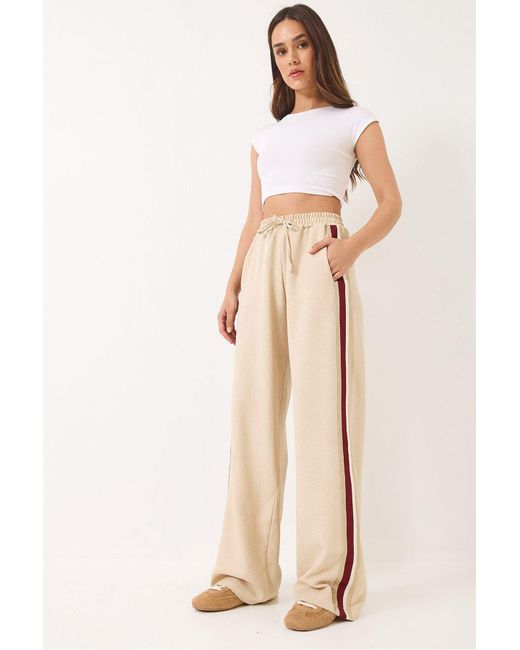 Bianco Lucci Natural Palazzo Pantalona Ribana Accessoire Spitze Detaillierte Tasche 80148 Für Damen