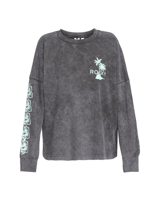 Roxy Gray Top Aus Algodon-Polyester-Mischgewebe Mit Waffelmuster [200 G/M] – Lange Ärmel Mit Knopfleiste Für Damen