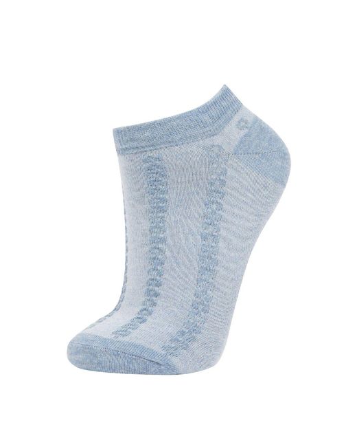 Defacto Blue 5-Teilige Baumwoll-Booties-Socken B6043Axns Für Damen