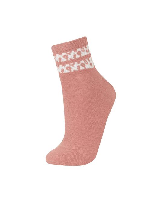 Defacto White 3-Teilige Baumwolle Lange Socken E2166Axns Für Damen