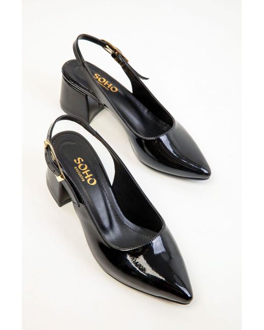 Soho Red Klassische Schuhe Mit Absatz Aus Schwarzem Lackleder Für Damen