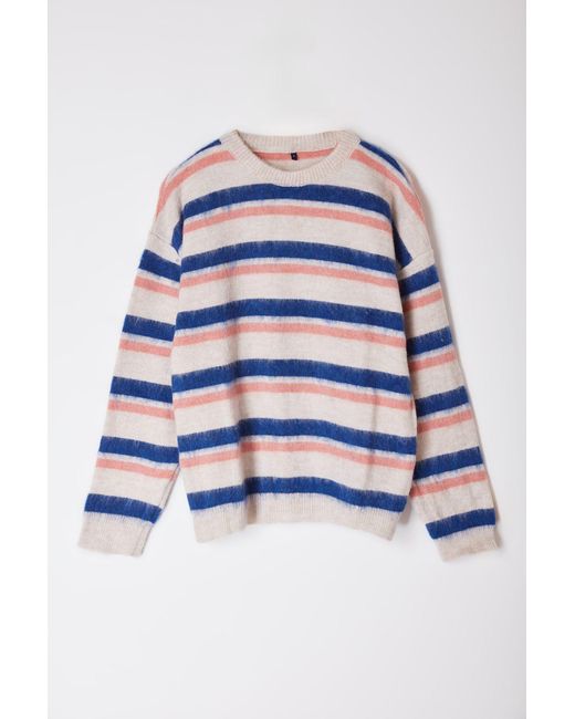 Trendyol Übergroßer Gestreifter Strickpullover – Rundhalsausschnitt, Für Herren in Blue für Herren