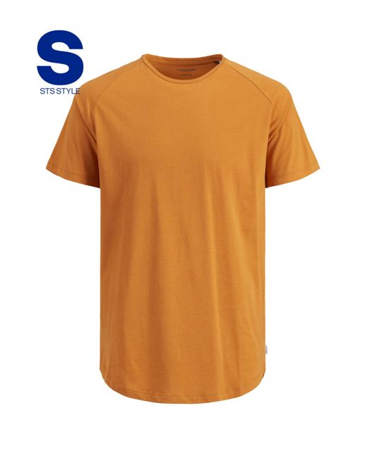 Jack & Jones Basic-t-shirt mit rundhalsausschnitt – curved in Orange für Herren