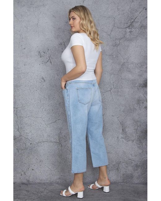 Şans Blue Şans e 5-pocket-jeans mit rissen und detaillierter waschung in großen größen 65n24125