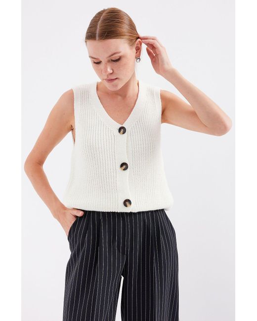 Bigdart White 15881 Modell Kurze Strickweste Geknöpft Für Damen