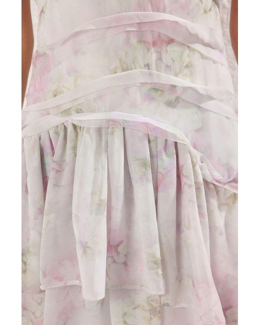 Trendyol Natural Mehrfarbiger Blumenrock, Taillenöffnung, Rüschen, Gewebter Chiffon, Ungefüttertes, Schickes/Abendkleid Für Damen