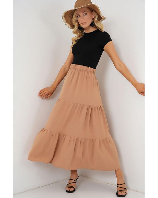 Bigdart Multicolor Ayrobin Langer Rock 8048 Biscuit Für Damen