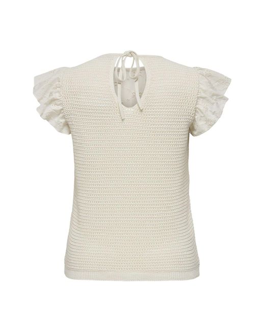 Only Carmakoma White Gestricktes oberteil knit fit rundhals plus pullover