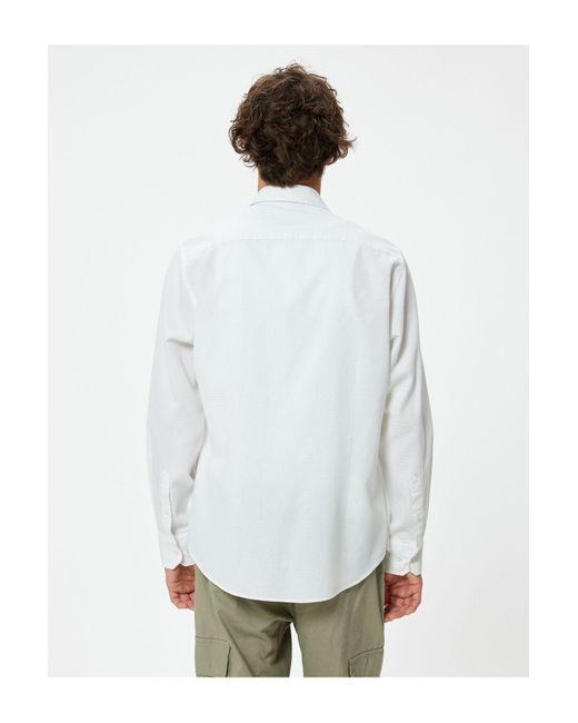Koton Hemd Mit Halbem Italienischen Kragen Und Langen Ärmeln in White für Herren