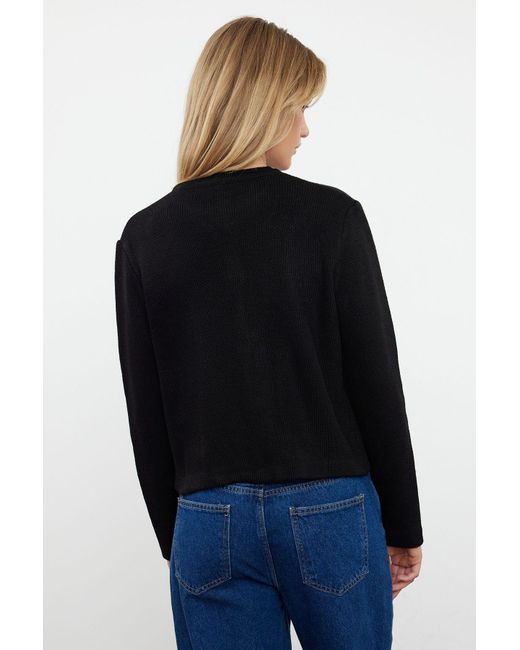 Trendyol Black Strick-Cardigan – Jacken-Look, Basic-Modell Für Damen