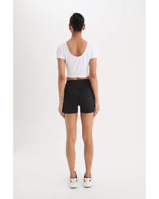 Defacto Black Fit Taille Saran Stretchy Biker Short Sportler Leggings D2907Ax25Sm Für Damen