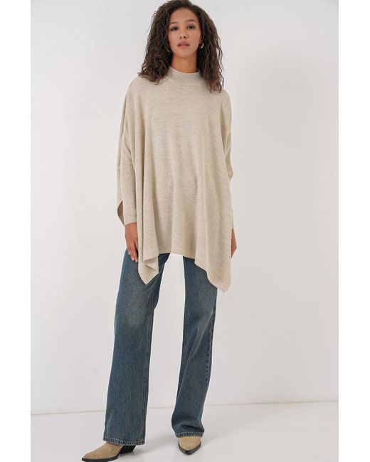 Bigdart Natural 15783 Poncho-Pullover Mit Schlitz – Für Damen